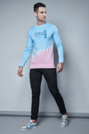 Menology Clothing - Barfi Boy Blue Tie Dye Round Neck Graphic Full Sleeve T-Shirt