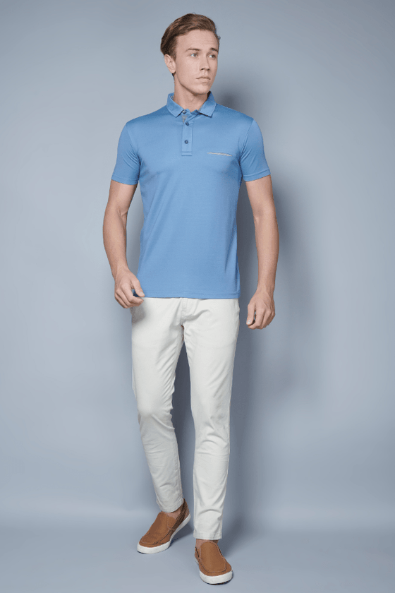 Menology clothing - Slit Polos Cadet Blue Half Sleeve With Collar Button Polo T-shirt For Men's