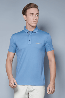 Menology clothing - Slit Polos Cadet Blue Half Sleeve With Collar Button Polo T-shirt For Men's